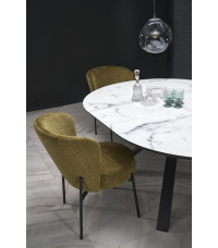 VERTIGO stół rozkładany, blat - biały marmur, nogi - czarny (2p1szt)