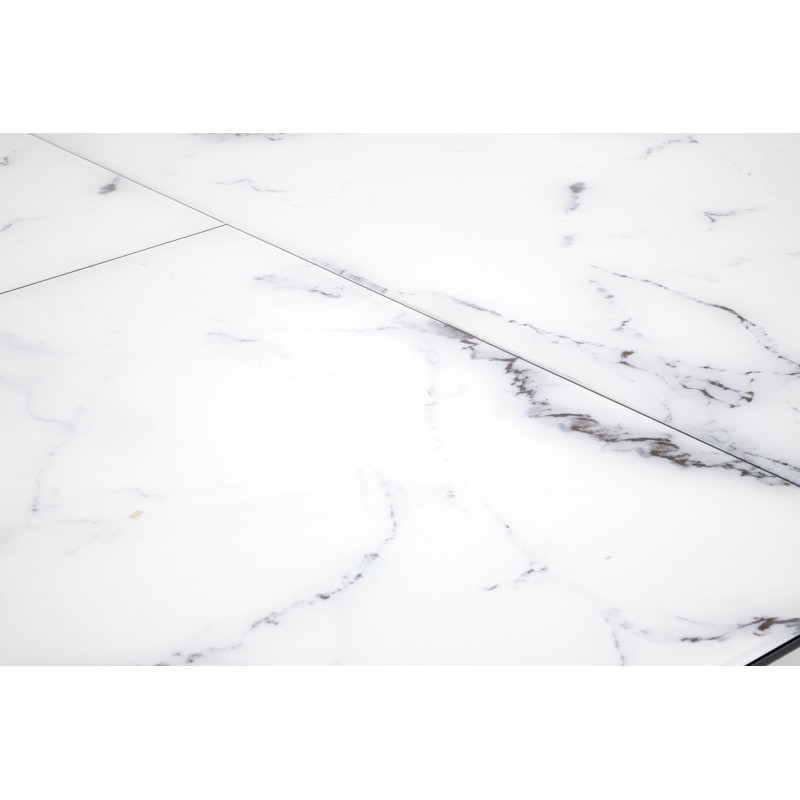 VERTIGO stół rozkładany, blat - biały marmur, nogi - czarny (2p1szt)