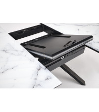 VERTIGO stół rozkładany, blat - biały marmur, nogi - czarny (2p1szt)