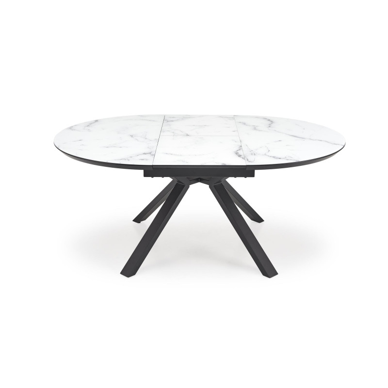 VERTIGO stół rozkładany, blat - biały marmur, nogi - czarny (2p1szt)