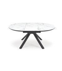 VERTIGO stół rozkładany, blat - biały marmur, nogi - czarny (2p1szt)