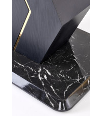 VINCENZO stół rozkładany blat: biały marmur, noga czarny/złoty (3p1szt)