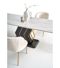 VINCENZO stół rozkładany blat: biały marmur, noga czarny/złoty (3p1szt)