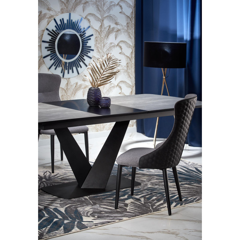 VINSTON stół rozkładany, blat - ciemny popiel / czarny, nogi - czarny (3p1szt)