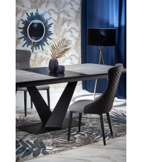 VINSTON stół rozkładany, blat - ciemny popiel / czarny, nogi - czarny (3p1szt)