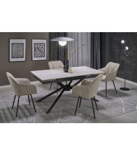 VITORINO stół rozkładany, blat - biały marmur, nogi - czarny (2p1szt)