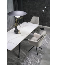 VITORINO stół rozkładany, blat - biały marmur, nogi - czarny (2p1szt)