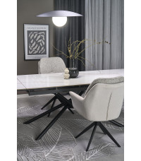 VITORINO stół rozkładany, blat - biały marmur, nogi - czarny (2p1szt)