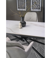 VITORINO stół rozkładany, blat - biały marmur, nogi - czarny (2p1szt)