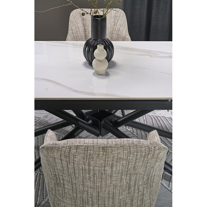 VITORINO stół rozkładany, blat - biały marmur, nogi - czarny (2p1szt)