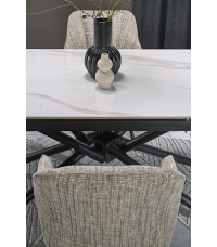 VITORINO stół rozkładany, blat - biały marmur, nogi - czarny (2p1szt)