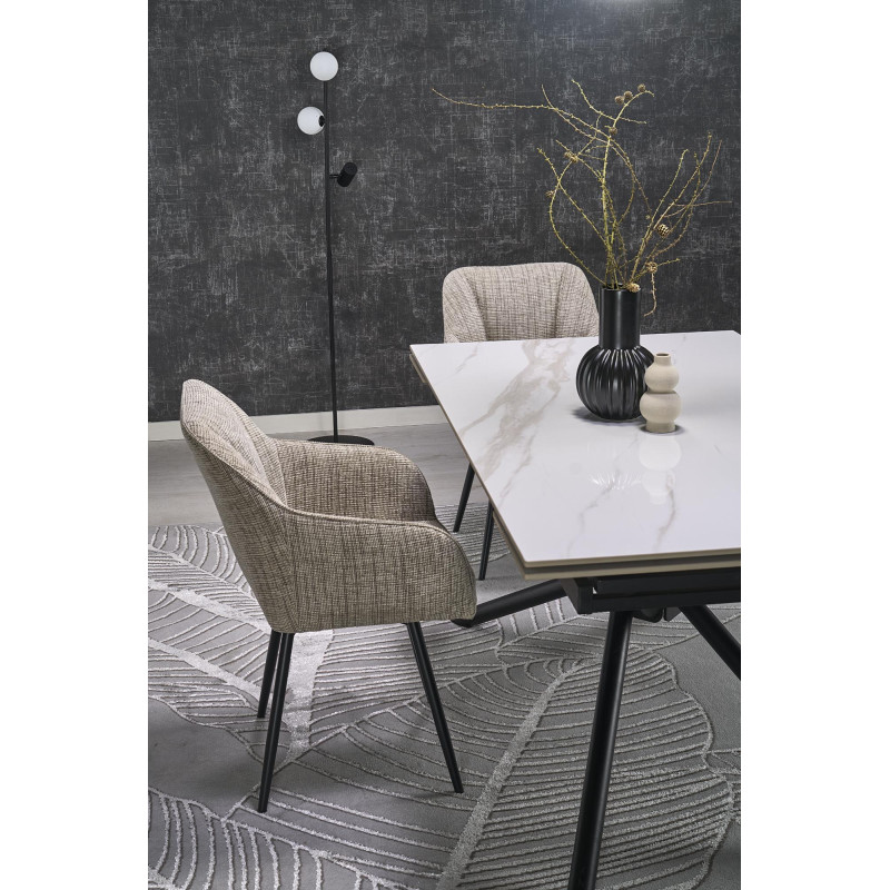 VITORINO stół rozkładany, blat - biały marmur, nogi - czarny (2p1szt)