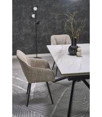 VITORINO stół rozkładany, blat - biały marmur, nogi - czarny (2p1szt)