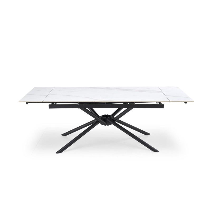 VITORINO stół rozkładany, blat - biały marmur, nogi - czarny (2p1szt)
