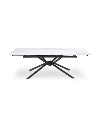 VITORINO stół rozkładany, blat - biały marmur, nogi - czarny (2p1szt)