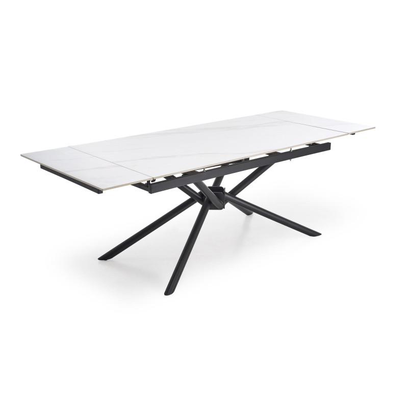 VITORINO stół rozkładany, blat - biały marmur, nogi - czarny (2p1szt)