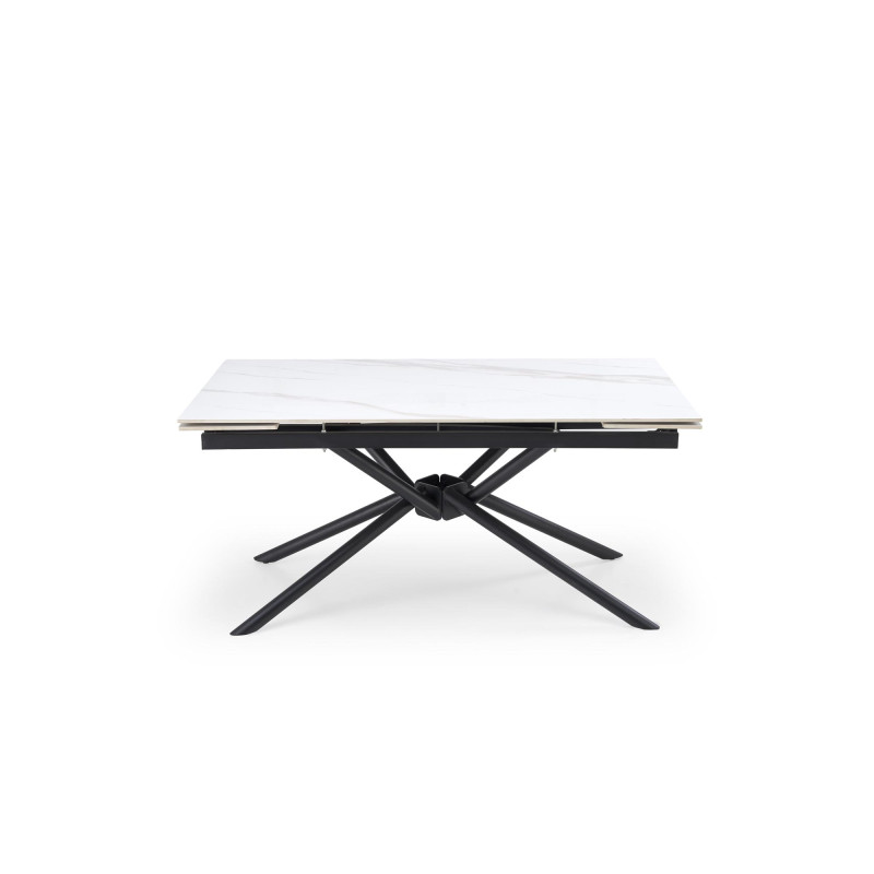 VITORINO stół rozkładany, blat - biały marmur, nogi - czarny (2p1szt)