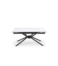 VITORINO stół rozkładany, blat - biały marmur, nogi - czarny (2p1szt)