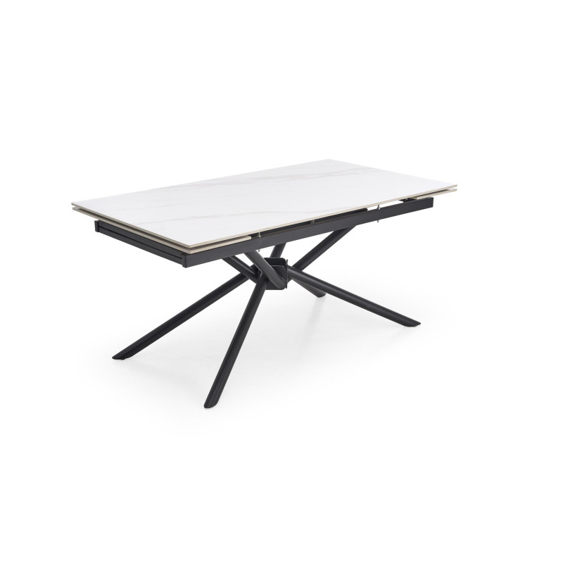 VITORINO stół rozkładany, blat - biały marmur, nogi - czarny (2p1szt)