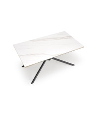 VITORINO stół rozkładany, blat - biały marmur, nogi - czarny (2p1szt)