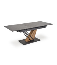 VOLANT 140 stół rozkładany, blat - czarny marmur, nogi - dąb złoty / czarny