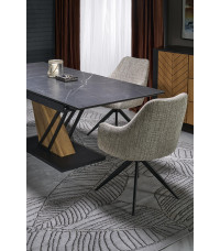 VOLANT 160 stół rozkładany, blat - czarny marmur, nogi - dąb złoty / czarny