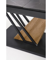 VOLANT 160 stół rozkładany, blat - czarny marmur, nogi - dąb złoty / czarny