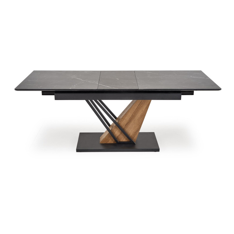 VOLANT 160 stół rozkładany, blat - czarny marmur, nogi - dąb złoty / czarny