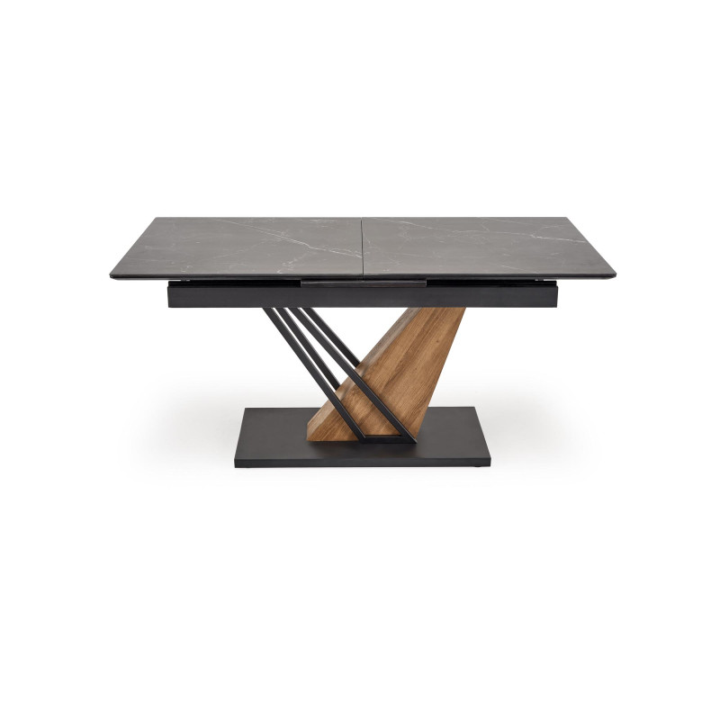 VOLANT 160 stół rozkładany, blat - czarny marmur, nogi - dąb złoty / czarny