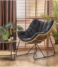 WHISPER fotel wypoczynkowy, czarny / naturalny (1p1szt)