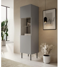 ASENSIO W-1 witryna jasny popiel, nogi: czarny (2p1szt)