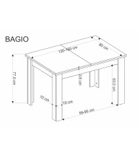 BAGIO stół rozkładany 120-160/80 cm dąb artisan/czarny (1p1szt)
