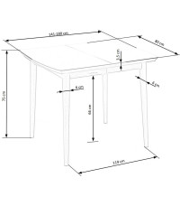 BARRET stół kolor blat - biały mat, nogi - dąb lefkas (90-190x80x75 cm) (1p1szt)