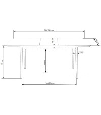 BARRET stół kolor blat - biały mat, nogi - dąb lefkas (90-190x80x75 cm) (1p1szt)
