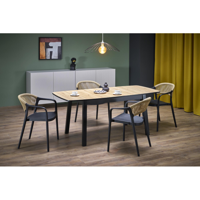 BARRIL stół rozkładany 130-170x80x72 cm dąb artisan/czarny (2p1szt)