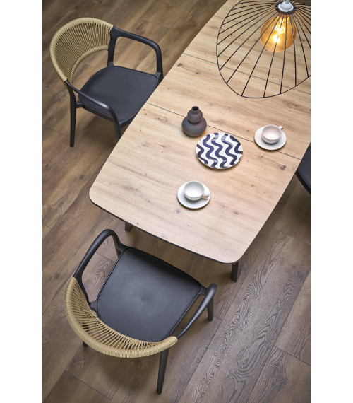 BARRIL stół rozkładany 130-170x80x72 cm dąb artisan/czarny (2p1szt)