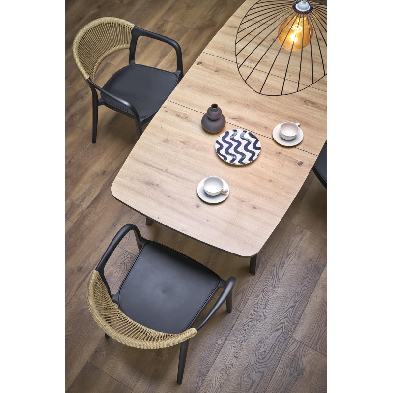 BARRIL stół rozkładany 130-170x80x72 cm dąb artisan/czarny (2p1szt)