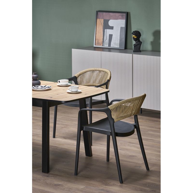 BARRIL stół rozkładany 130-170x80x72 cm dąb artisan/czarny (2p1szt)