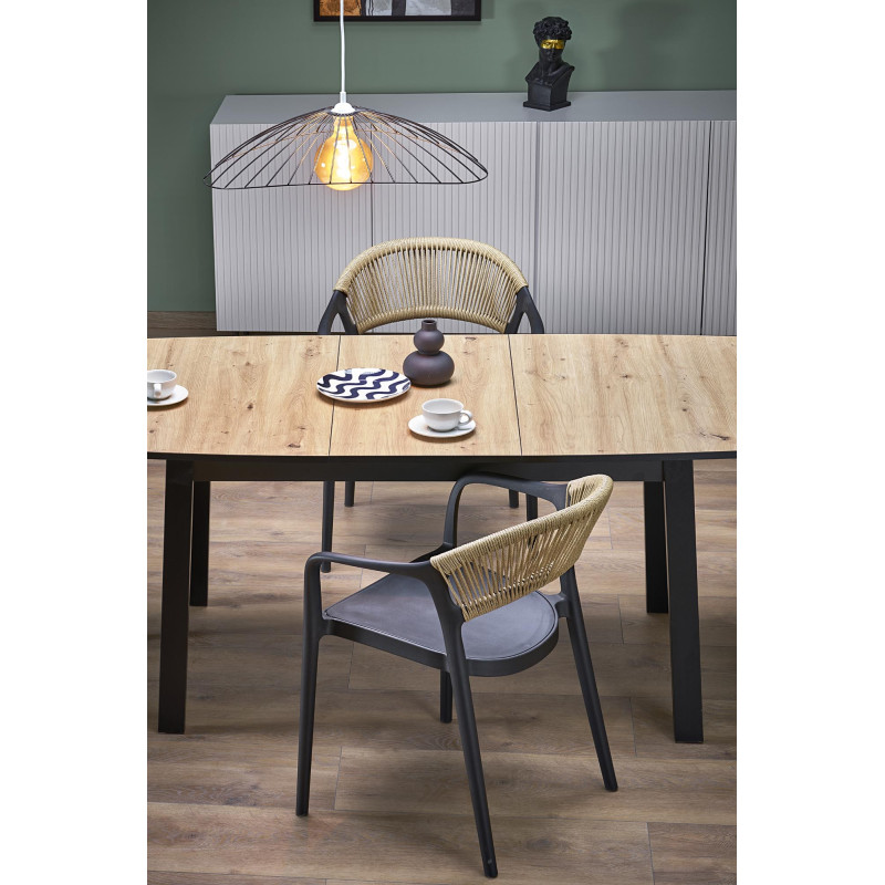 BARRIL stół rozkładany 130-170x80x72 cm dąb artisan/czarny (2p1szt)