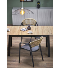 BARRIL stół rozkładany 130-170x80x72 cm dąb artisan/czarny (2p1szt)