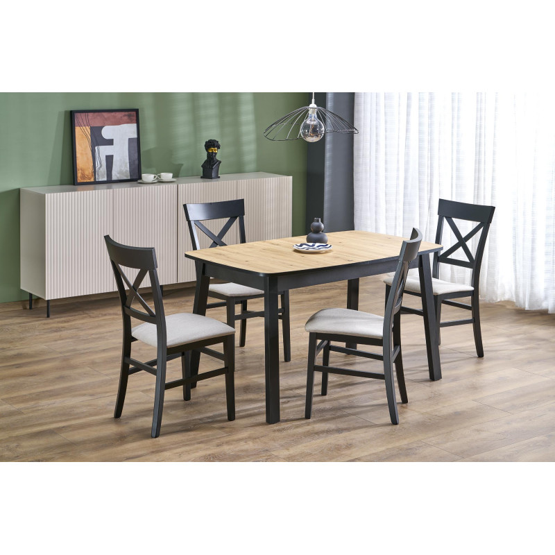 BARRIL stół rozkładany 130-170x80x72 cm dąb artisan/czarny (2p1szt)