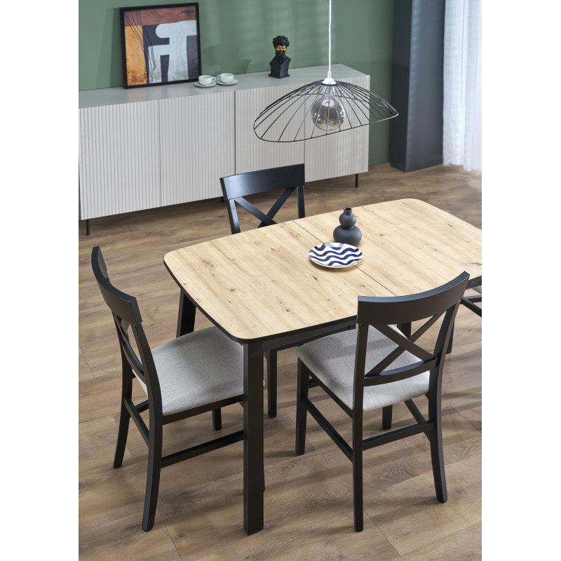 BARRIL stół rozkładany 130-170x80x72 cm dąb artisan/czarny (2p1szt)