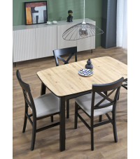 BARRIL stół rozkładany 130-170x80x72 cm dąb artisan/czarny (2p1szt)