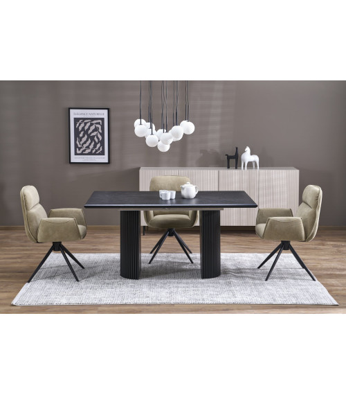 BOLERO stół rozkładany 160-250x90x78 cm dąb naturalny/czarny (3p1szt)