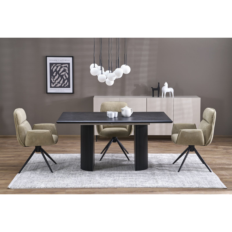 BOLERO stół rozkładany 160-250x90x78 cm dąb naturalny/czarny (3p1szt)