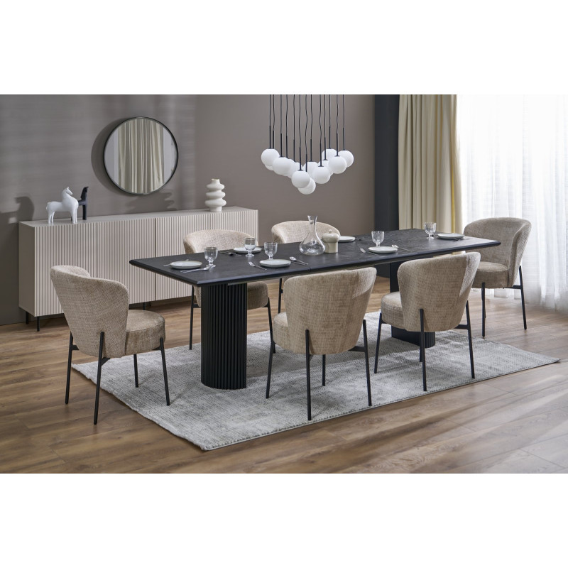 BOLERO stół rozkładany 160-250x90x78 cm dąb naturalny/czarny (3p1szt)