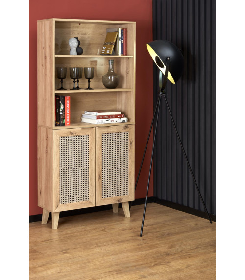 BORNEO REG-1 regał dąb artisan/czarny (2p1szt)