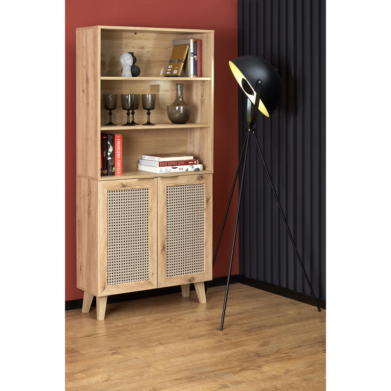 BORNEO REG-1 regał dąb artisan/czarny (2p1szt)