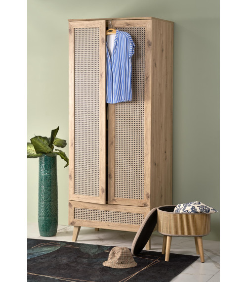 BORNEO S-1 szafa dąb artisan/czarny (2p1szt)