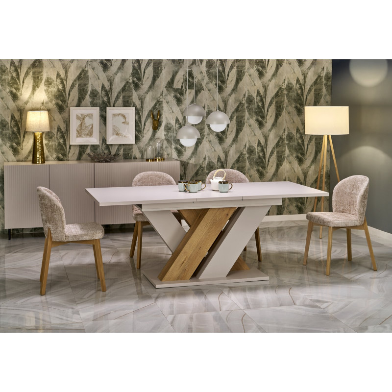 BRANDON stół rozkładany 160-200/90 cm kaszmir/dąb cremona (2p1szt)